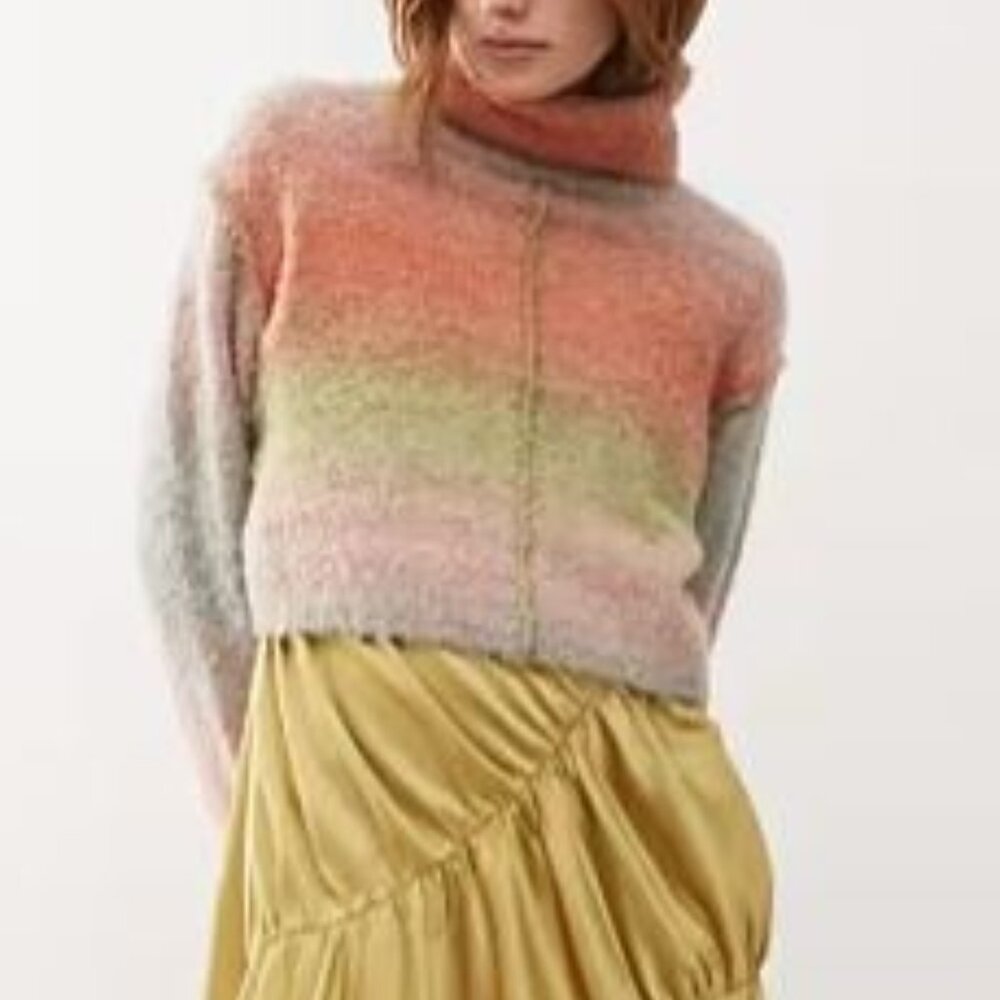 Reclaimed Vintage roll neck in space dye with contrast seams